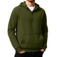 thumbnail image 1 of Hoodies for Men Quarter Zip Pullover Sweatshirt Vintage Long Sleeve Hoodie Color: Army Green Size: L, 1 of 5