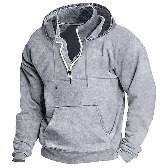 Hoodies for Men Quarter Zip Up Hoodie Heavyweight Loose Fit Pullover Hooded Sweatshirt for Men with Pocket