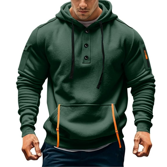 Hoodies for Men Quater Zip Up Pullover Sweatshirt Casual Workout Mens Hoodies with Pockets, Dark Green, Size XXL