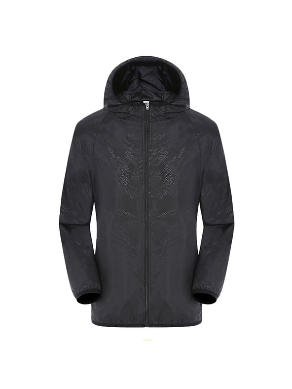Hoodies for Men Rain Jacket Men's Women Casual Jackets Windproof Ultra-Light Rainproof Windbreaker Top Rain Coat Jackets for Men Black Polyester 3X