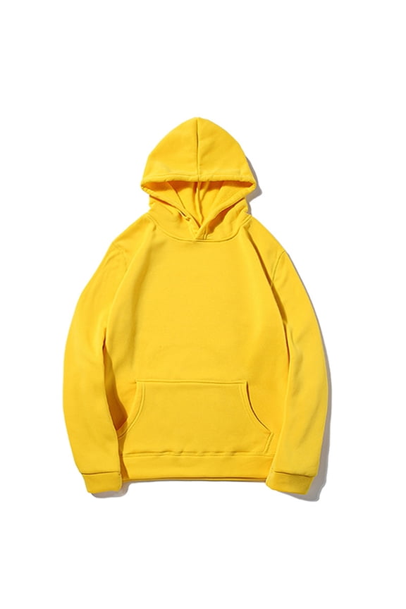Hoodies for Men Sawvnm Men's Casual Long Sleeve Solid Hoodie - Comfortable Sport Pullover for Daily Wear Yellow M