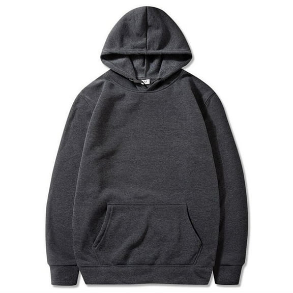 Hoodies for Men Sawvnm Men's Casual Long Sleeve Solid Hoodie - Comfortable Sport Pullover for Daily Wear Dark Gray S