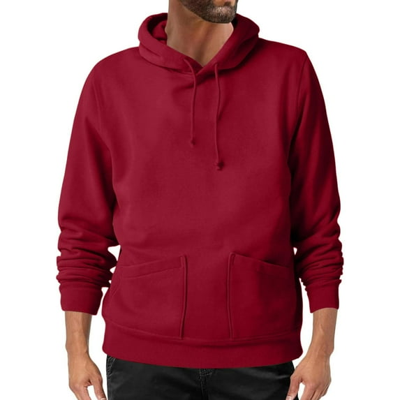 Hoodies for Men Sevevn Men's Hoodie Stylish And Personalized Casual Pocket Top Solid Color Men's Hoodie Wine M