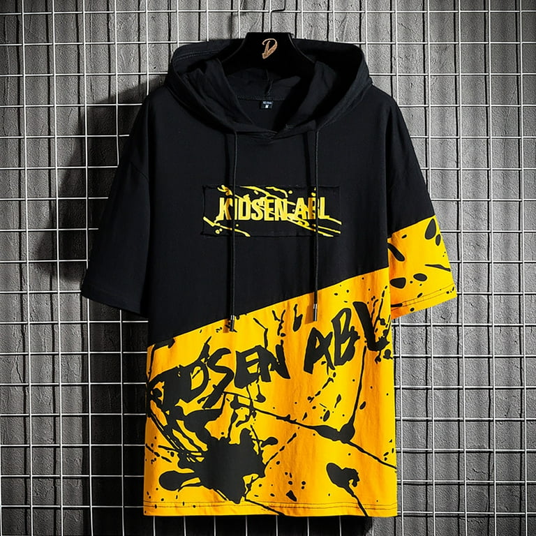Hoodies for Men Short Sleeve Graphic Tees Summer Letter Print