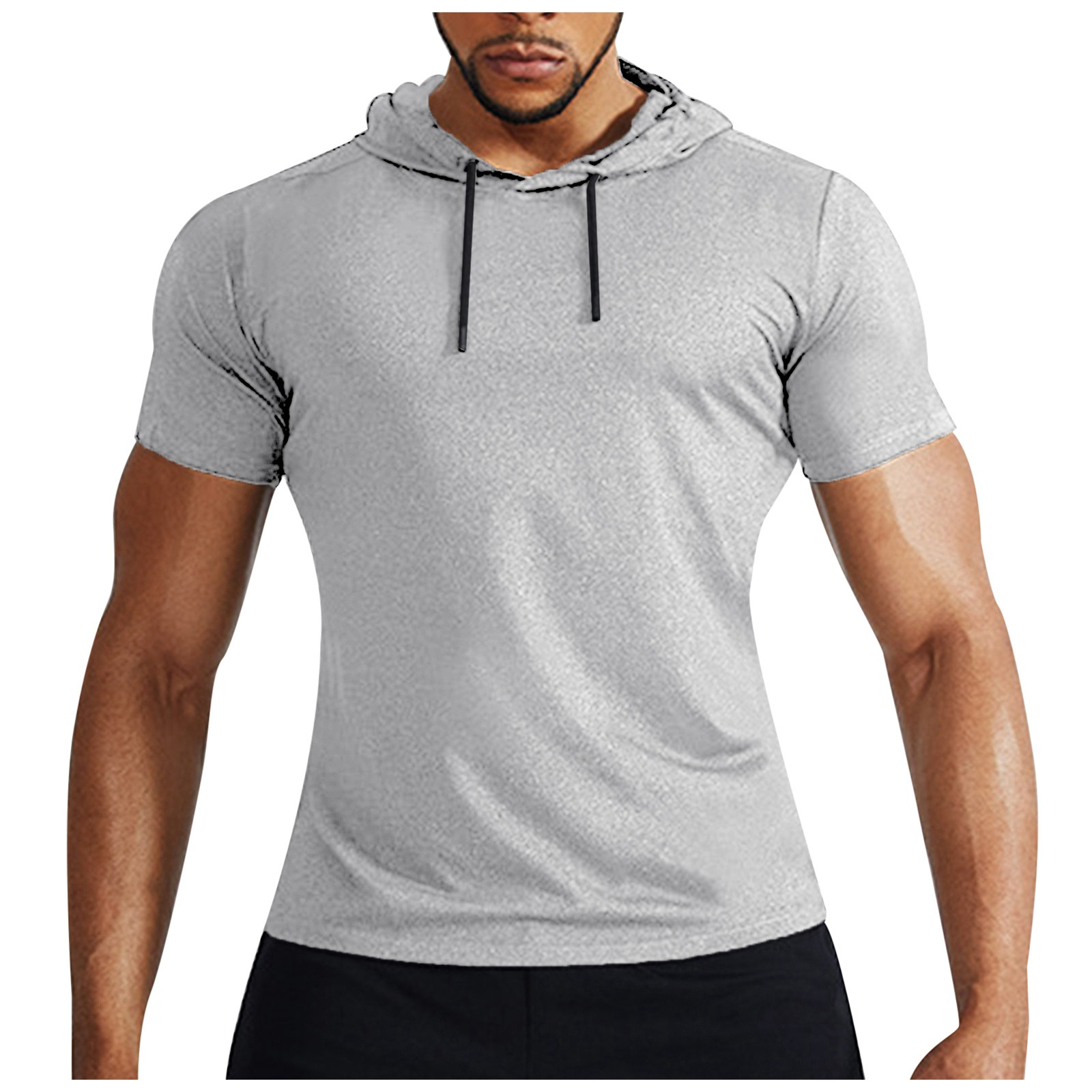 Hoodies for Men Summer Plus Plus Size Loose Sport Hooded Half Sleeved