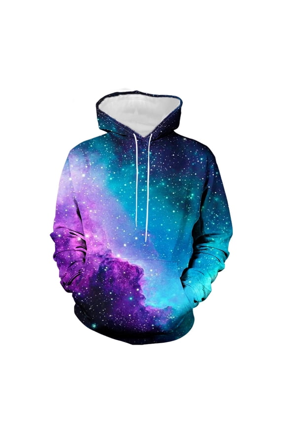 Hoodies for Men Sweatshirts 3D Print Graphic Long Sleeve Drawstring Pullover Hooded Tops with Pocket (XL, Multicolor)