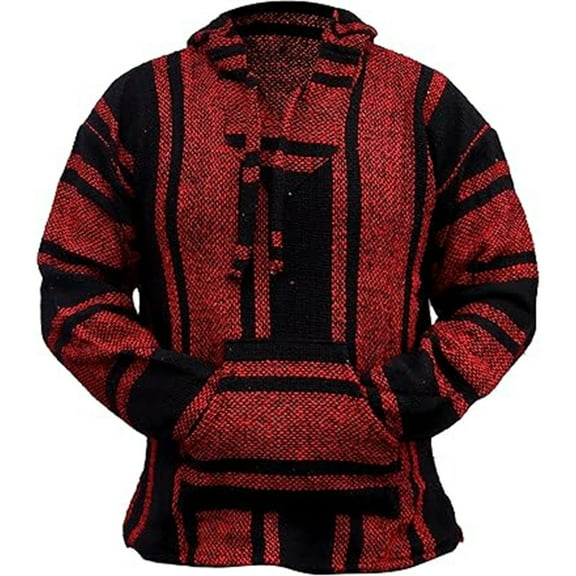 Hoodies for Men Tribal Style Wide Stripes Long Sleeve Hoodie with Pocket Casual Classic Fit Sweatshirts for Men