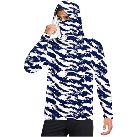 Hoodies for Men UPF 50+ Sun Protection Hoodie Camouflage Fishing Hiking Shirt with Face Mask M