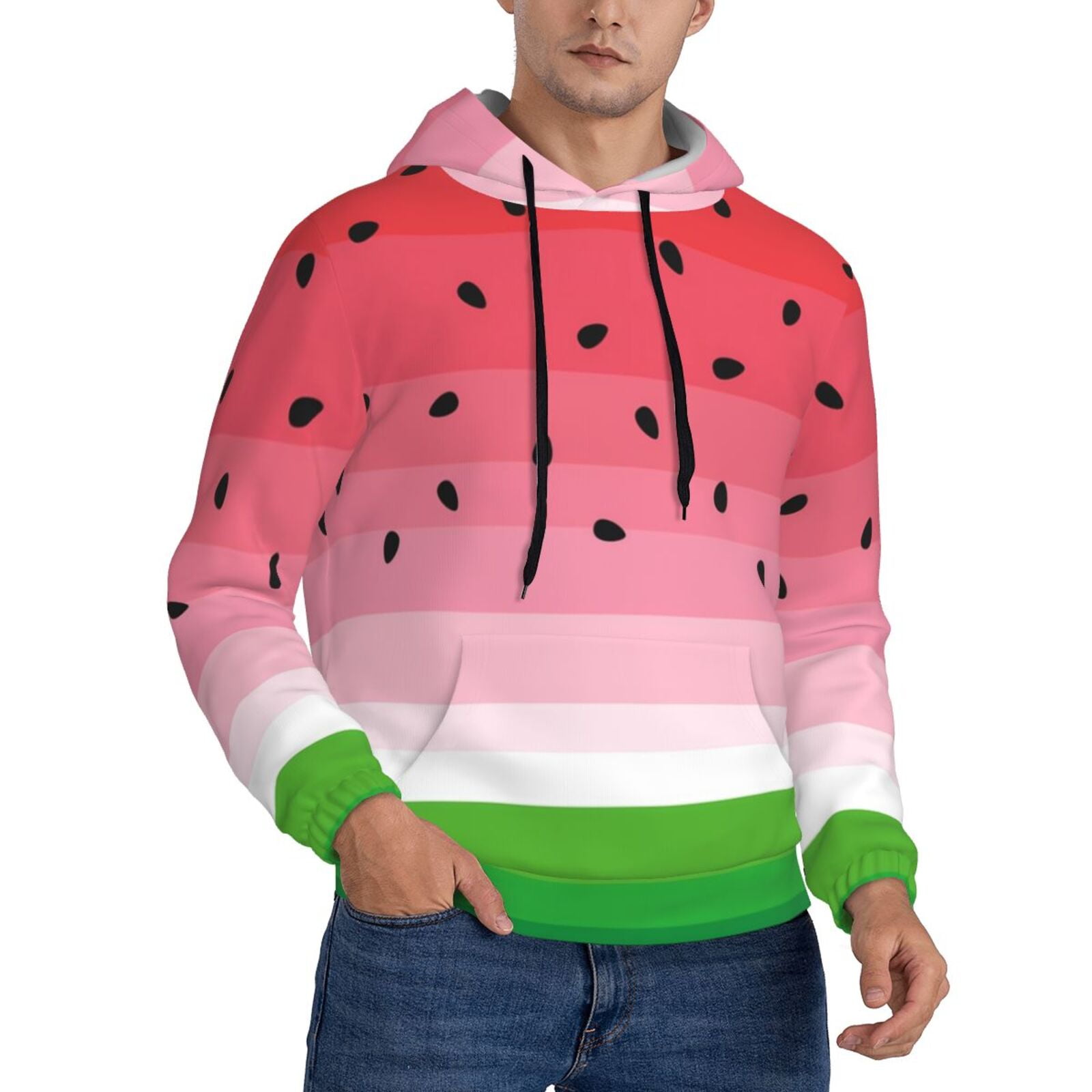 Hoodies for Men Watermelon Long Sleeve Casual Sweatshirt with Pocket ...