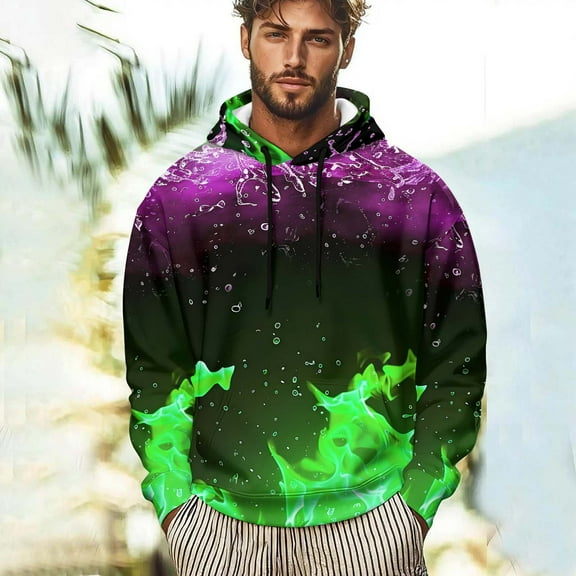 Hoodies for Men Women 3D Graphic Flame Printing Fleece Sweatshirts Pullover Novelty Cool Funny Hooded Sweatshirt Fall Winter Clothing with Pockets