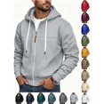 thumbnail image 1 of Hoodies for Men Zaewscy Men's Solid Color Full Zip Hoodie Long Sleeve Casual Hooded Sweat Jacket with Drawstring Gray L, 1 of 7