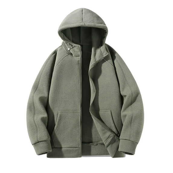 Hoodies for Men Zip Up Fleece Sherpa Lined Hooded Sweatshirts Coats Mens Winter Warm Long Sleeve Jacket with Hood (Army Green 3XL)