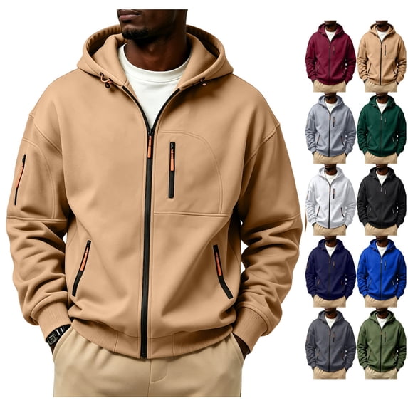 Hoodies for Men Zip Up Hooded Sweatshirt Athletic Jackets Lightweight Casual Long Sleeve Jacket with Zipper Pockets