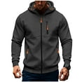 thumbnail image 1 of Hoodies for Men Zip Up Hooded Sweatshirt Lightweight Long Sleeve Jacket Workout Jackets with Zipper Pockets Gray M, 1 of 4