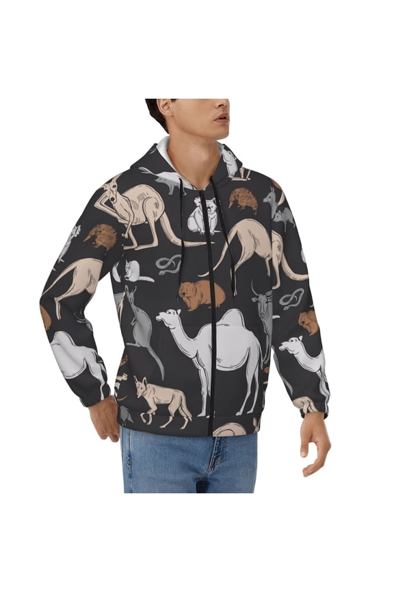Hoodies for Men Zip Up Sweashirts Jacket Coat Hoodie, Australian Animals Koala