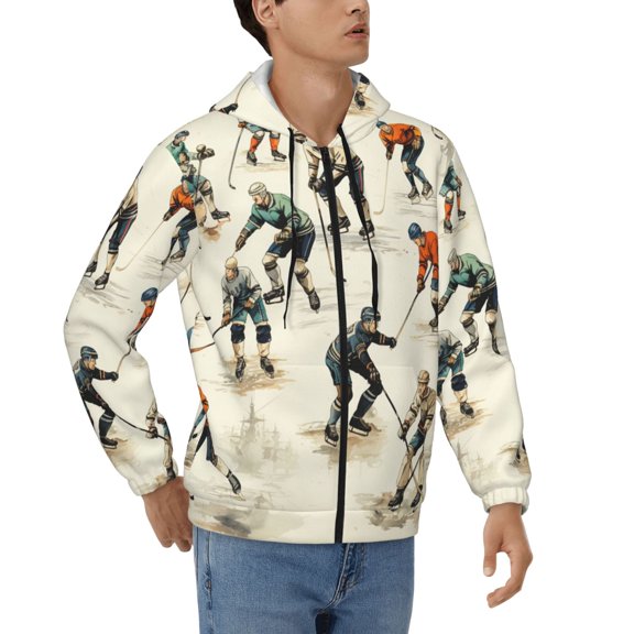 Hoodies for Men Zip Up Sweashirts Jacket Coat Hoodie, Hockey Players Vintage Cool