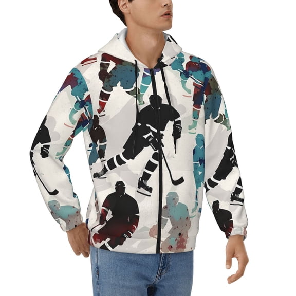 Hoodies for Men Zip Up Sweashirts Jacket Coat Hoodie, Hockey Players Vintage