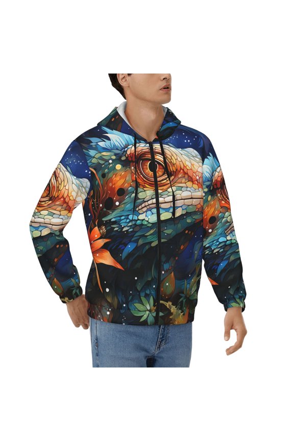 Hoodies for Men Zip Up Sweashirts Jacket Coat Hoodie, Lizards Lizard Starry