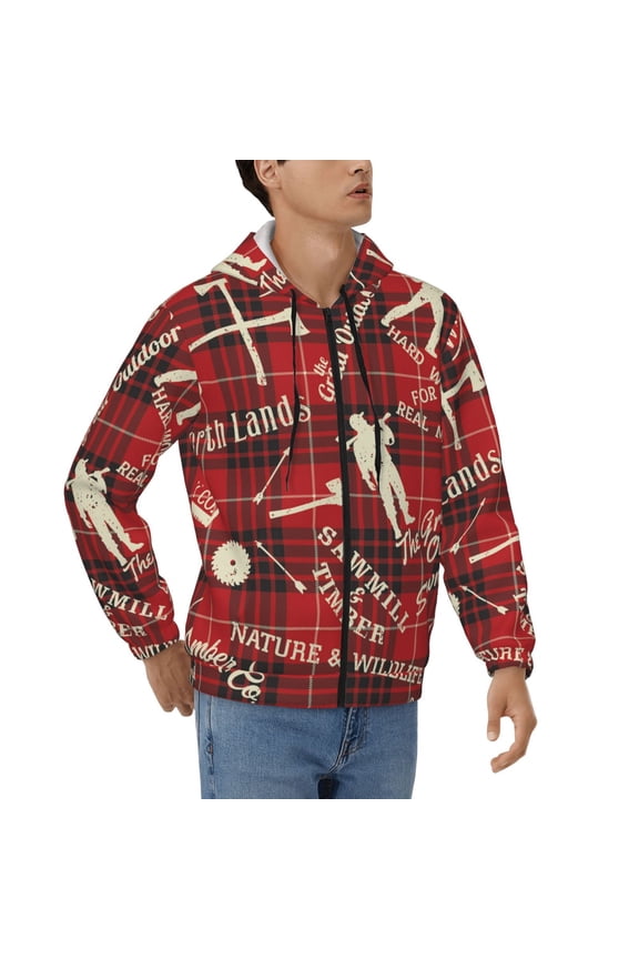 Hoodies for Men Zip Up Sweashirts Jacket Coat Hoodie, Lumberjack Woodsman North