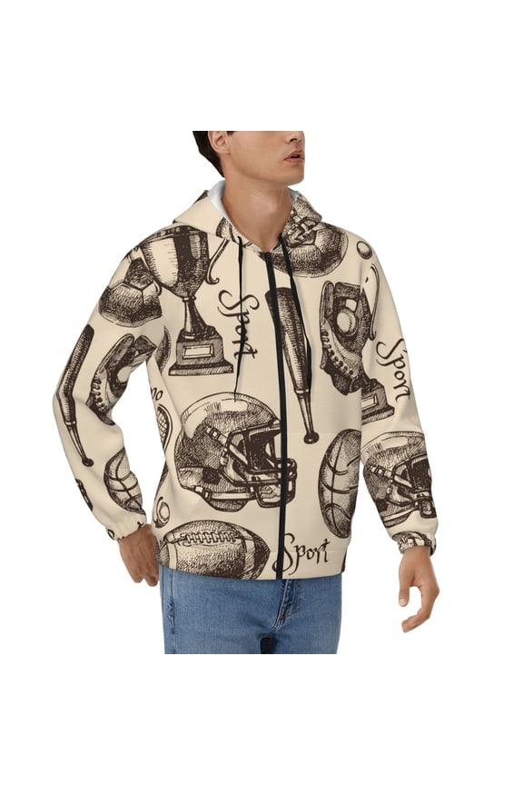 Hoodies for Men Zip Up Sweashirts Jacket Coat Hoodie, Sport Baseball Football Basketball