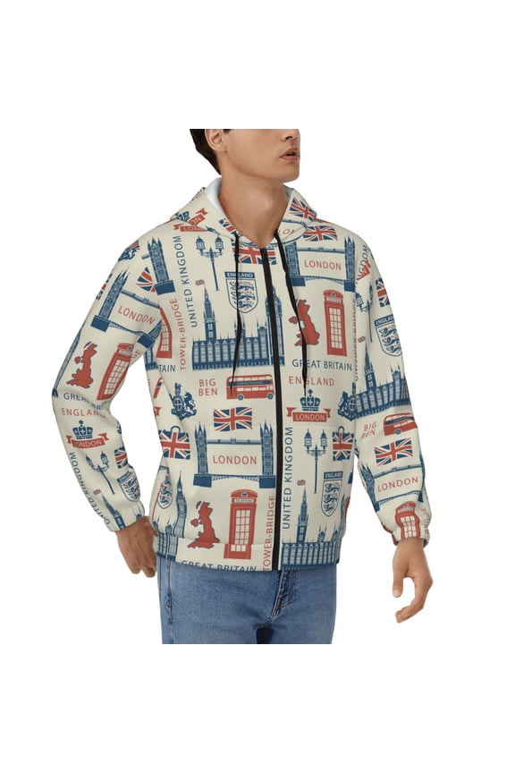 Hoodies for Men Zip Up Sweashirts Jacket Coat Hoodie, UK London British England