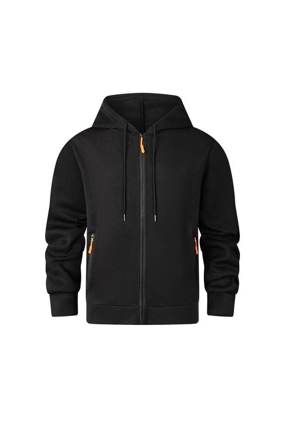 Hoodies for Men Zipper Front Gym Sweatshirt Long Sleeve Casual Fall Winter Hooded Jacket with Zippered Pockets