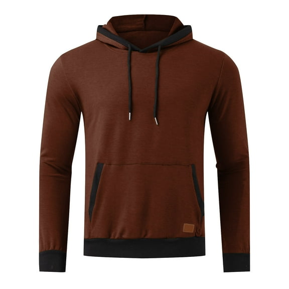 Hoodies for Men with Front Pocket Pullover Fleece Lined Long Sleeve Sweatshirts Mens Casual Color Block Thermal Warm Workout Hoodie Tops