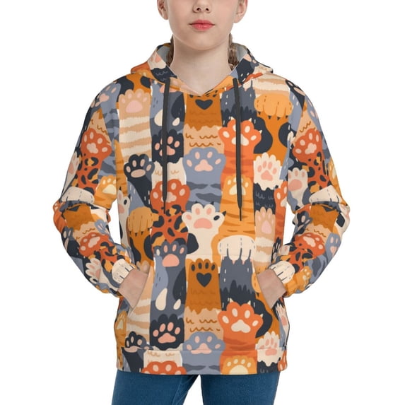 Hoodies for Teen Girls Boys - Cat Paws Warm Boys' Fashion Hoodies & Sweatshirts, Boys Girls Kids Clothes Size 7-8 Youth Pullover with Kangaroo Pocket