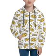 Hoodies for Teen Girls Boys, Cute Gold Pizza Full Zip Up Hoodie Long