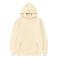 thumbnail image 1 of Hoodies for Girls Boys Cute Oversized Trendy Long Sleeve Hooded Kids Casual Plain Sweatshirts Unisex Clothes,11-12 Years,Beige, 1 of 6