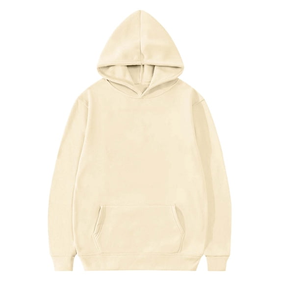 Hoodies for Girls Boys Cute Oversized Trendy Long Sleeve Hooded Kids Casual Plain Sweatshirts Unisex Clothes,11-12 Years,Beige