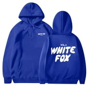 DODUTOPZG 𝐖𝐡𝐢𝐭𝐞 𝐅𝐨𝐱 Hoodies for Teen Girls Drawstring Sweatshirts Women Men White Fo-x Hoodie Oversized Long Sleeve Hooded Pullover with Pocket
