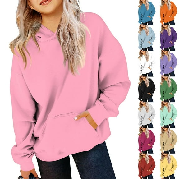 Hoodies for Teen Girls Kids Boys Cute Sweatshirt Oversized Long Sleeve Pullover Tops Trendy Preppy Clothes Blue 140