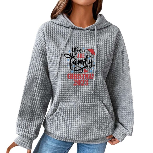 Hoodies for Teen Girls Preppy Christmas Print With Pocket Insert Casual