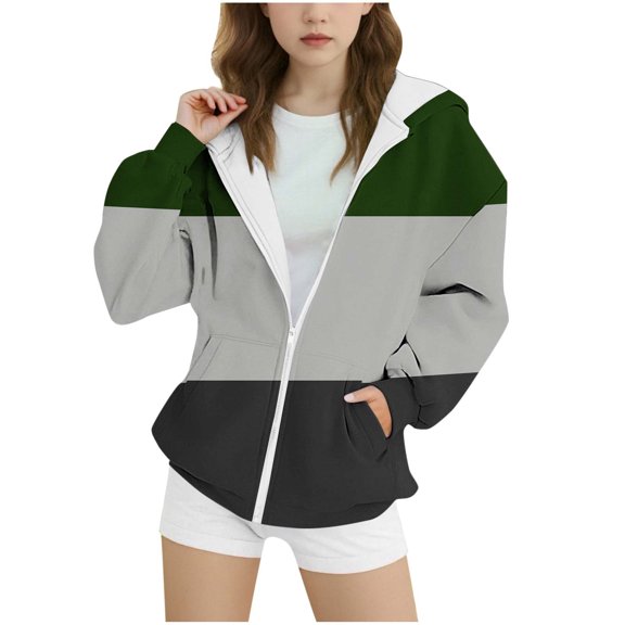 Hoodies for Teen Girls Trendy Oversized Sweatshirts Cute Stripe Gradient Print Sports Round Neck Long Sleeved Children's Hooded Sweatshirt Hoodies