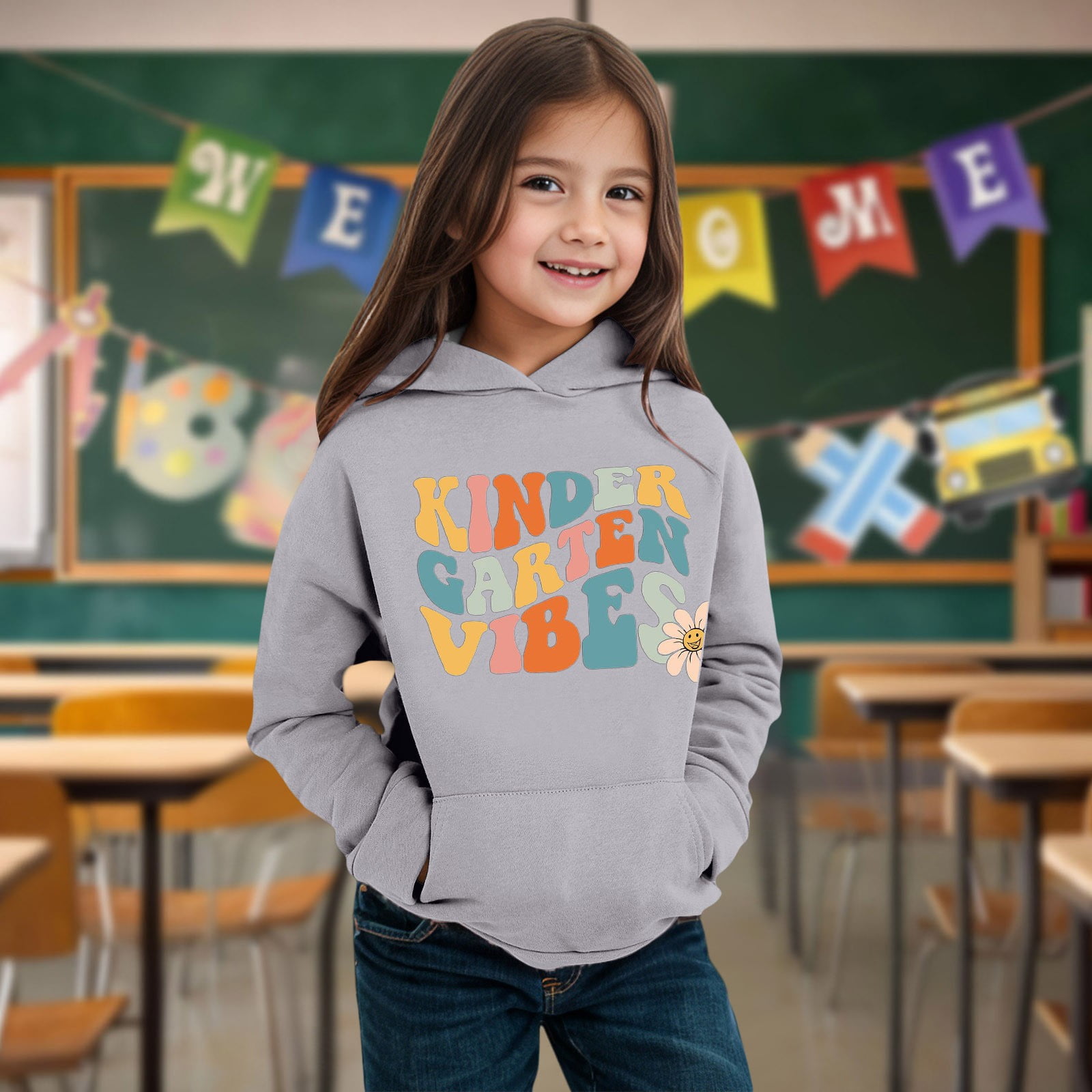Hoodies for Teens Y2k 2024 Cute Teen Clothes Children s fall and winter printing warm Graphic Design Pullover Sale Grey 110 Walmart