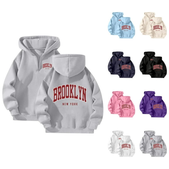 Hoodies for Women 2025 Brooklyn New York Hoodie Long Sleeve Loose Graphic Y2K Hoody Hooded Sweatshirt Women Pullover