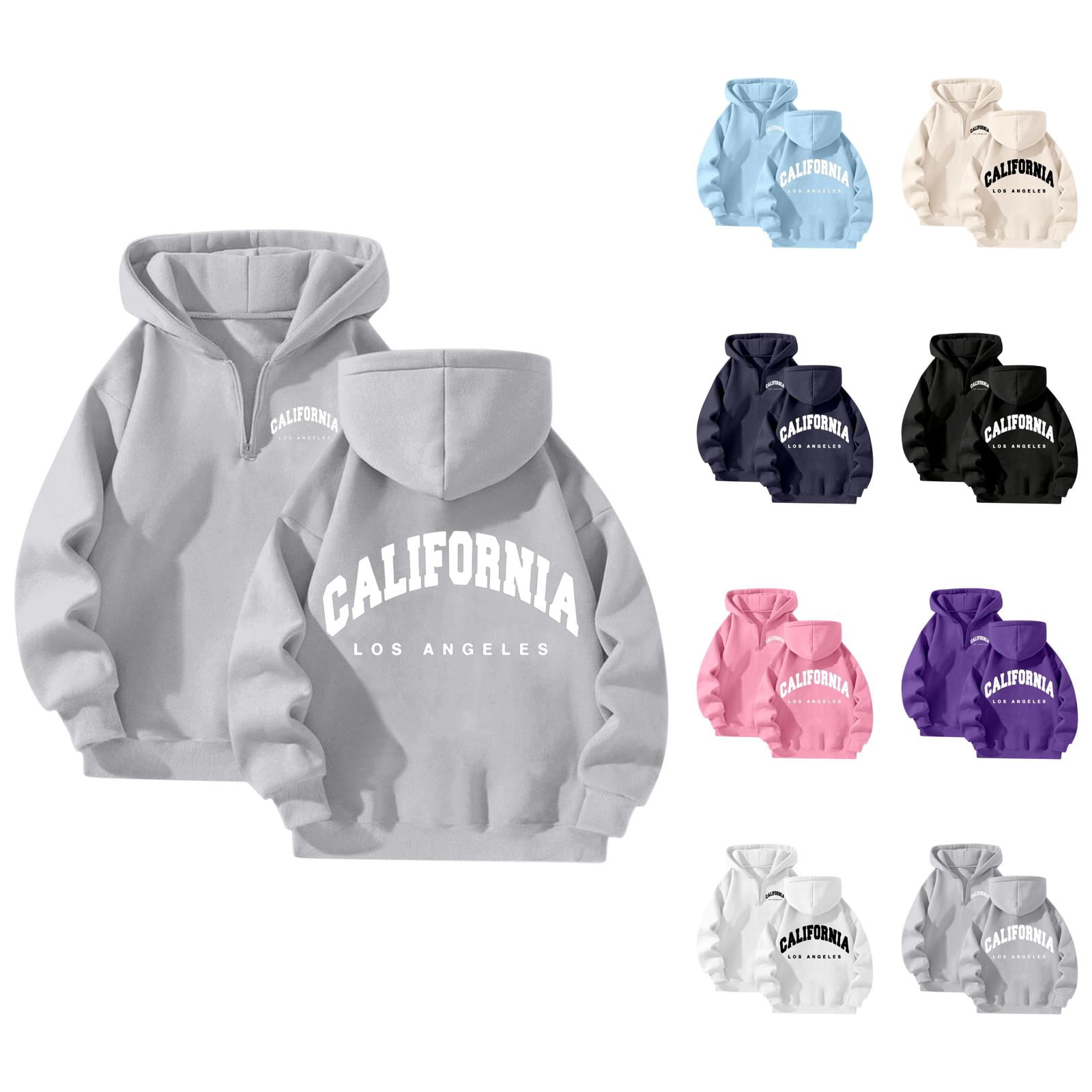 Hoodies for Women 2025 California Los Angeles Hoodie Long Sleeve Graphic Y2K Hoody Hooded Sweatshirt Women Pullover