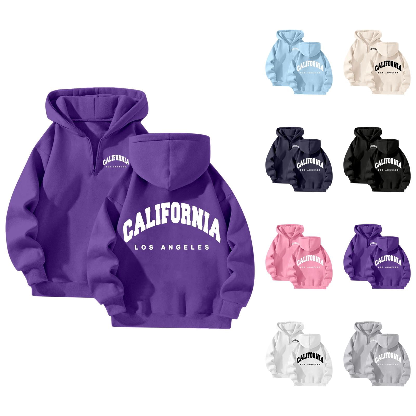 Hoodies for Women 2025 California Los Angeles Hoodie Long Sleeve Graphic Y2K Hoody Hooded Sweatshirt Women Pullover