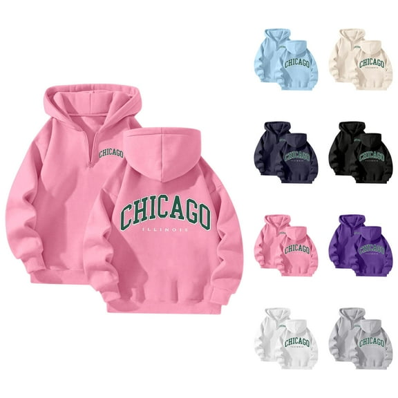 Hoodies for Women 2025 Chicago Hoodie Long Sleeve Loose Graphic Y2K Hoody Hooded Sweatshirt Women Pullover