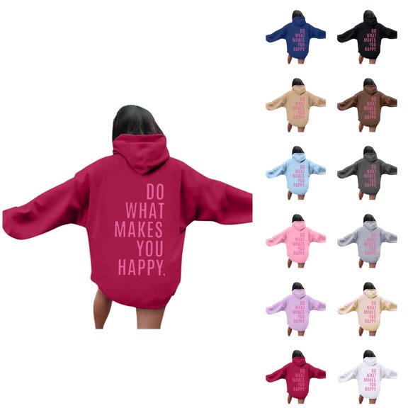 Hoodies for Women 2025 Do What Makes You Happy Hoodie Y2K Graphic Hoodie with Pockets Hooded Sweatshirt Women Pullover