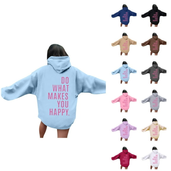 Hoodies for Women 2025 Do What Makes You Happy Hoodie Y2K Graphic Hoodie with Pockets Hooded Sweatshirt Women Pullover