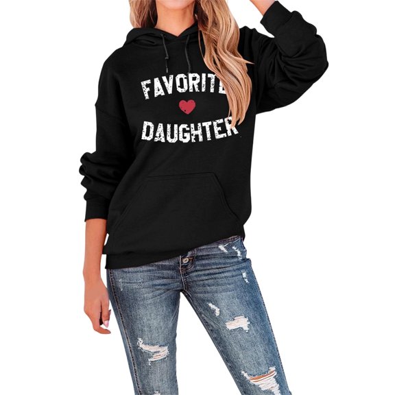 Hoodies for Women 2025 Fall Trendy Love Heart Letter Print Pullover Sweatshirts Casual Classic Fit Hooded Tops with Pocket