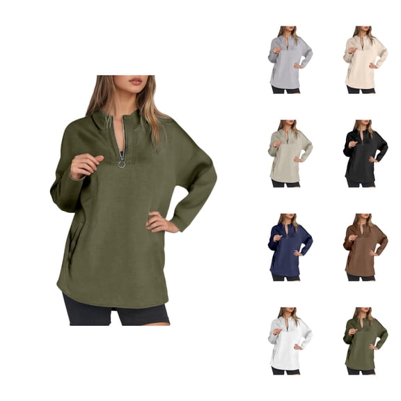 Hoodies for Women 2025 Fall Winter Quarter Zip High Neck Y2K Hoodie with Pockets Hooded Sweatshirt Pullover Tops