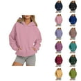 thumbnail image 1 of Hoodies for Women 2025 Long Sleeve Drop Shoulder Plain Essentials Hoodie with Pockets Hooded Sweatshirt Women Pullover, 1 of 6