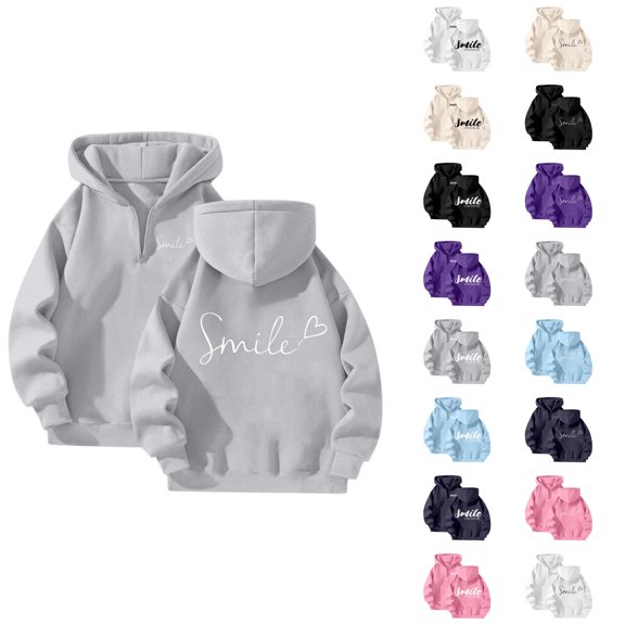 Hoodies for Women 2025 SMILE Printed Graphic Hoodie Long Sleeve Loose Y2K Hoody Hooded Sweatshirt Women Pullover