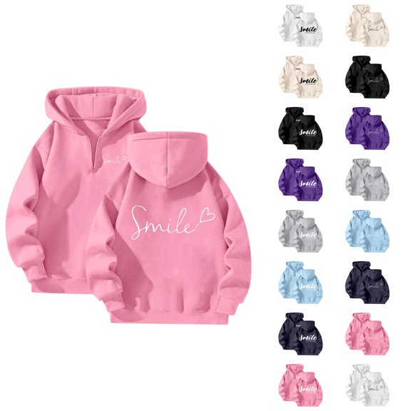 Hoodies for Women 2025 SMILE Printed Graphic Hoodie Long Sleeve Loose Y2K Hoody Hooded Sweatshirt Women Pullover