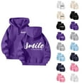 thumbnail image 1 of Hoodies for Women 2025 SMILE Printed Graphic Hoodie Long Sleeve Loose Y2K Hoody Hooded Sweatshirt Women Pullover, 1 of 5