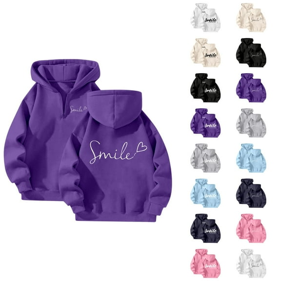 Hoodies for Women 2025 SMILE Printed Graphic Hoodie Long Sleeve Loose Y2K Hoody Hooded Sweatshirt Women Pullover