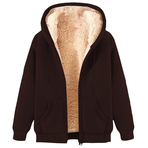 Hoodies for Women 2026 Winter Fleece Linen Sherpa Fuzzy Zip Up Long Sleeve Thick Thermal Jackets Coat with Pockets